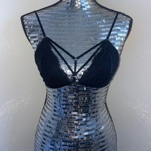 Forever 21 Black Gothic Lace Harness Bralette